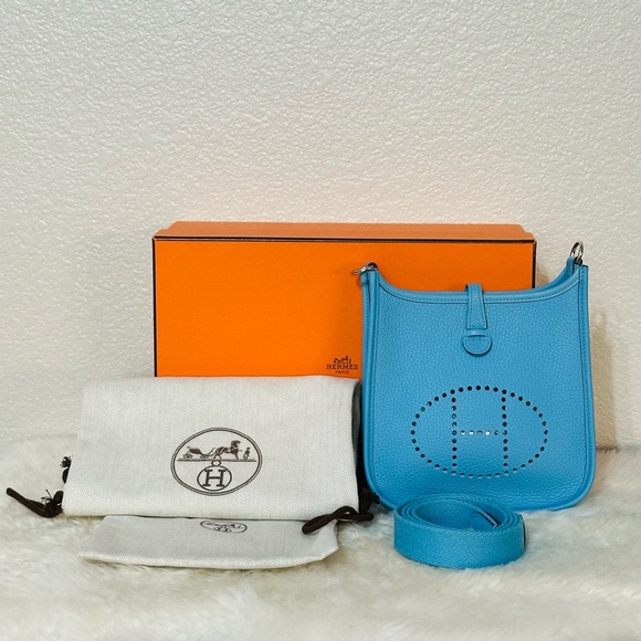 Hermes Handbags - Hermes Evelyne 16 Mini TPM Clemence Palladium Hardware Bleu de Nord Stamp Z